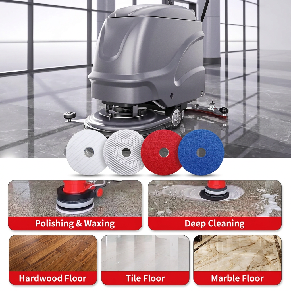 Melamine floor pads on an automatic scrubber machine